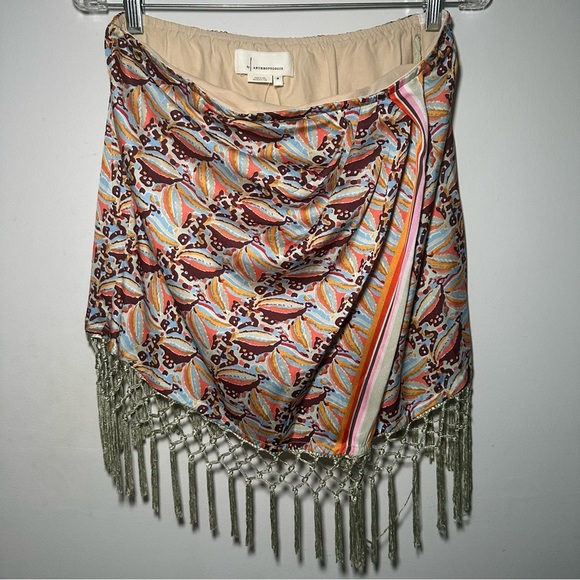 Anthropologie Colorful Tropical Beach Fringe Resortwear Mini Skirt Size M - Picture 15 of 15